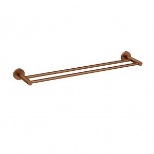 Otus Brushed Copper Slimline SS Double Towel Rail 600mm